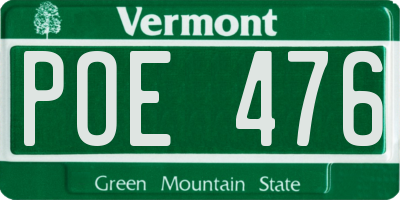 VT license plate POE476