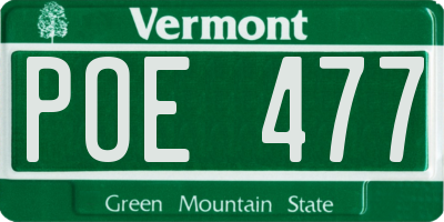 VT license plate POE477