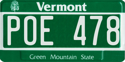 VT license plate POE478