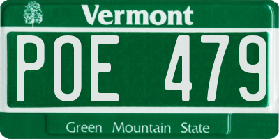 VT license plate POE479
