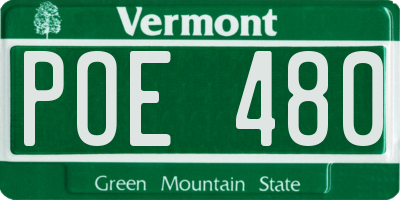 VT license plate POE480