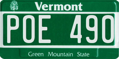 VT license plate POE490