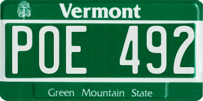 VT license plate POE492