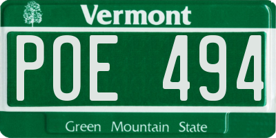 VT license plate POE494