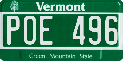 VT license plate POE496