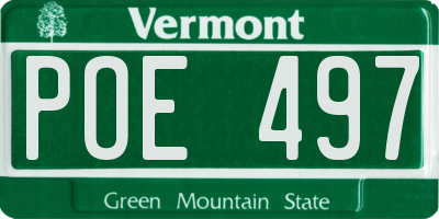 VT license plate POE497