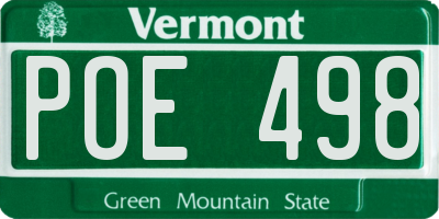 VT license plate POE498