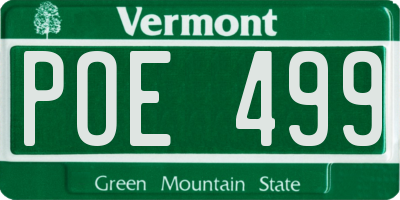 VT license plate POE499