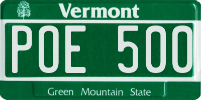 VT license plate POE500