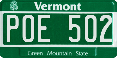 VT license plate POE502