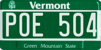VT license plate POE504