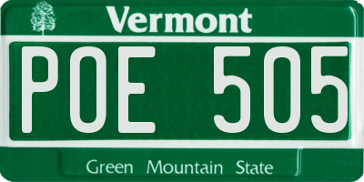 VT license plate POE505