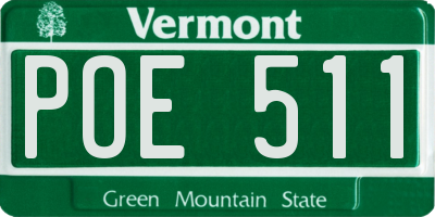 VT license plate POE511