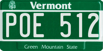 VT license plate POE512
