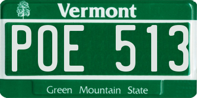 VT license plate POE513