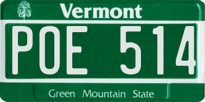 VT license plate POE514