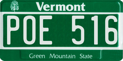 VT license plate POE516
