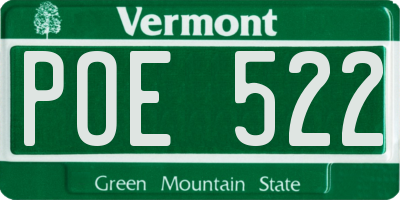 VT license plate POE522