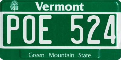 VT license plate POE524