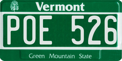 VT license plate POE526