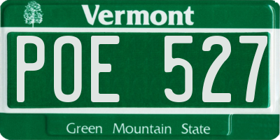 VT license plate POE527