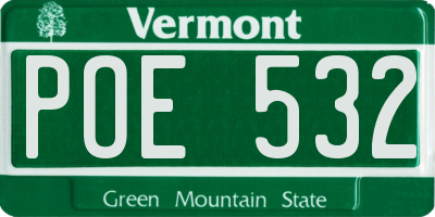 VT license plate POE532