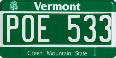 VT license plate POE533