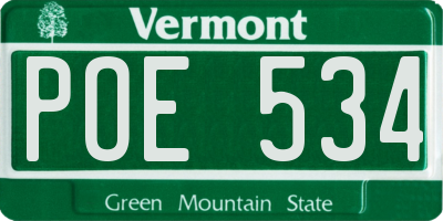 VT license plate POE534