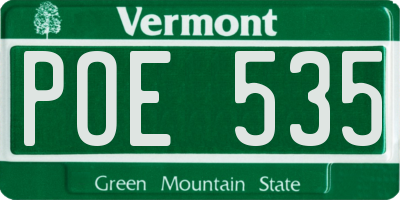 VT license plate POE535