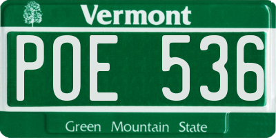 VT license plate POE536