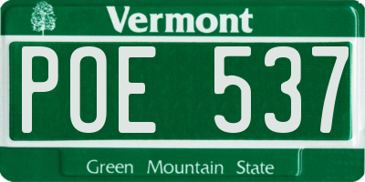 VT license plate POE537