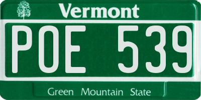 VT license plate POE539