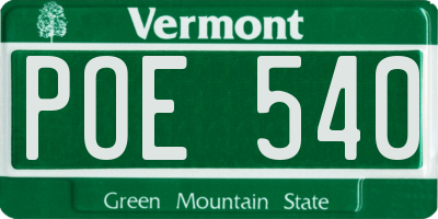 VT license plate POE540