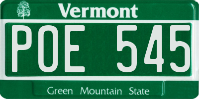 VT license plate POE545