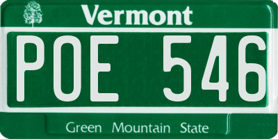VT license plate POE546