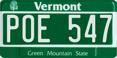 VT license plate POE547