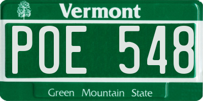 VT license plate POE548