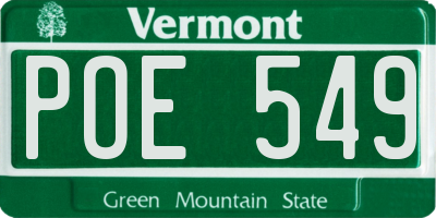 VT license plate POE549