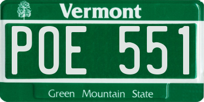 VT license plate POE551