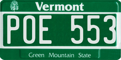 VT license plate POE553