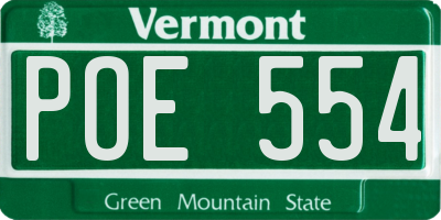 VT license plate POE554