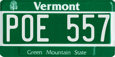 VT license plate POE557