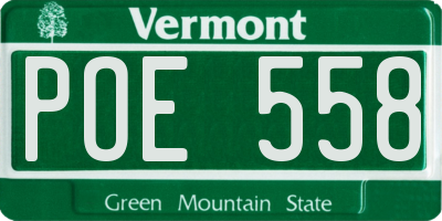 VT license plate POE558