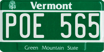 VT license plate POE565