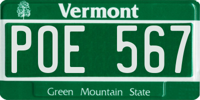 VT license plate POE567