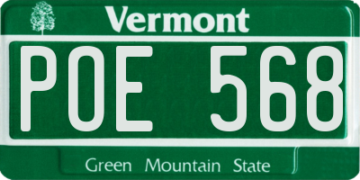 VT license plate POE568