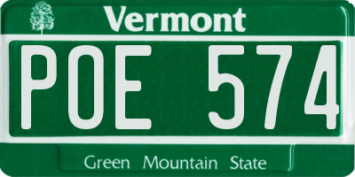 VT license plate POE574