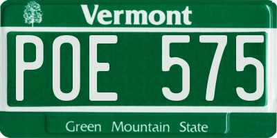 VT license plate POE575