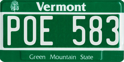 VT license plate POE583
