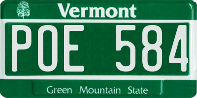 VT license plate POE584
